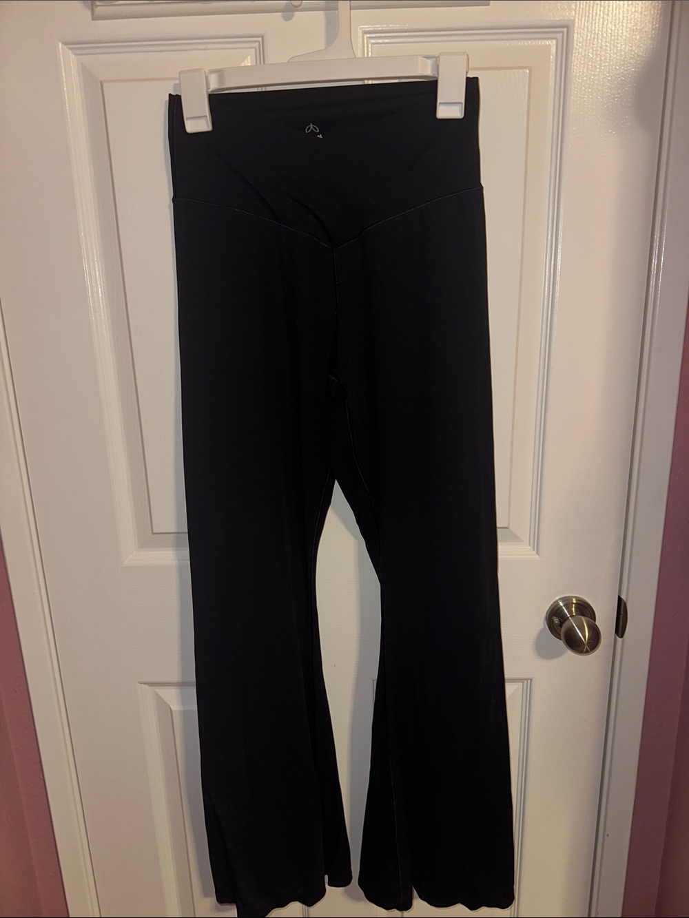Women's Black Wide-Leg Yoga Pants with Flared Hem